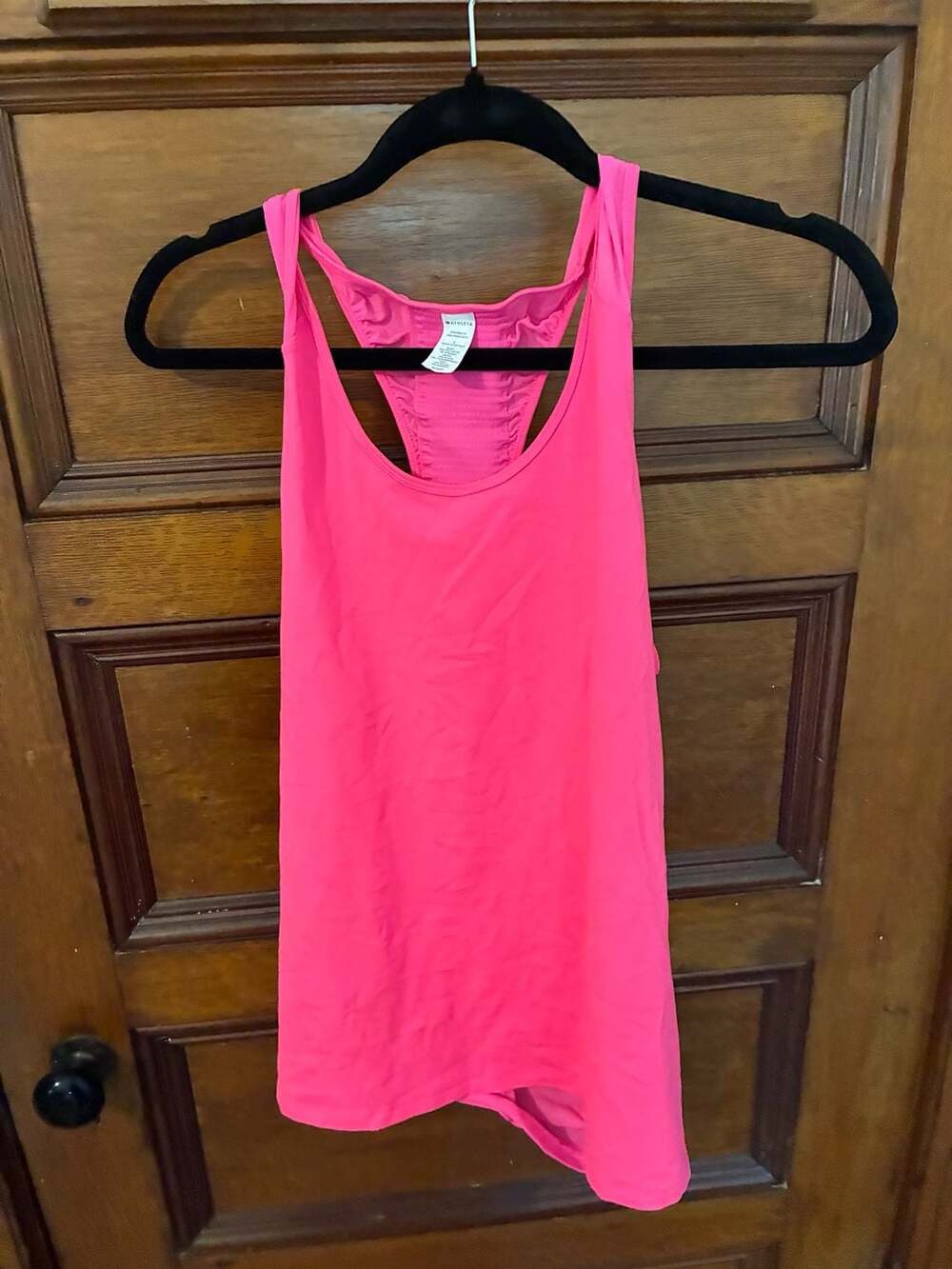 Athleta Bakasana Ruched Back Racerback Tank Top Neon Pink